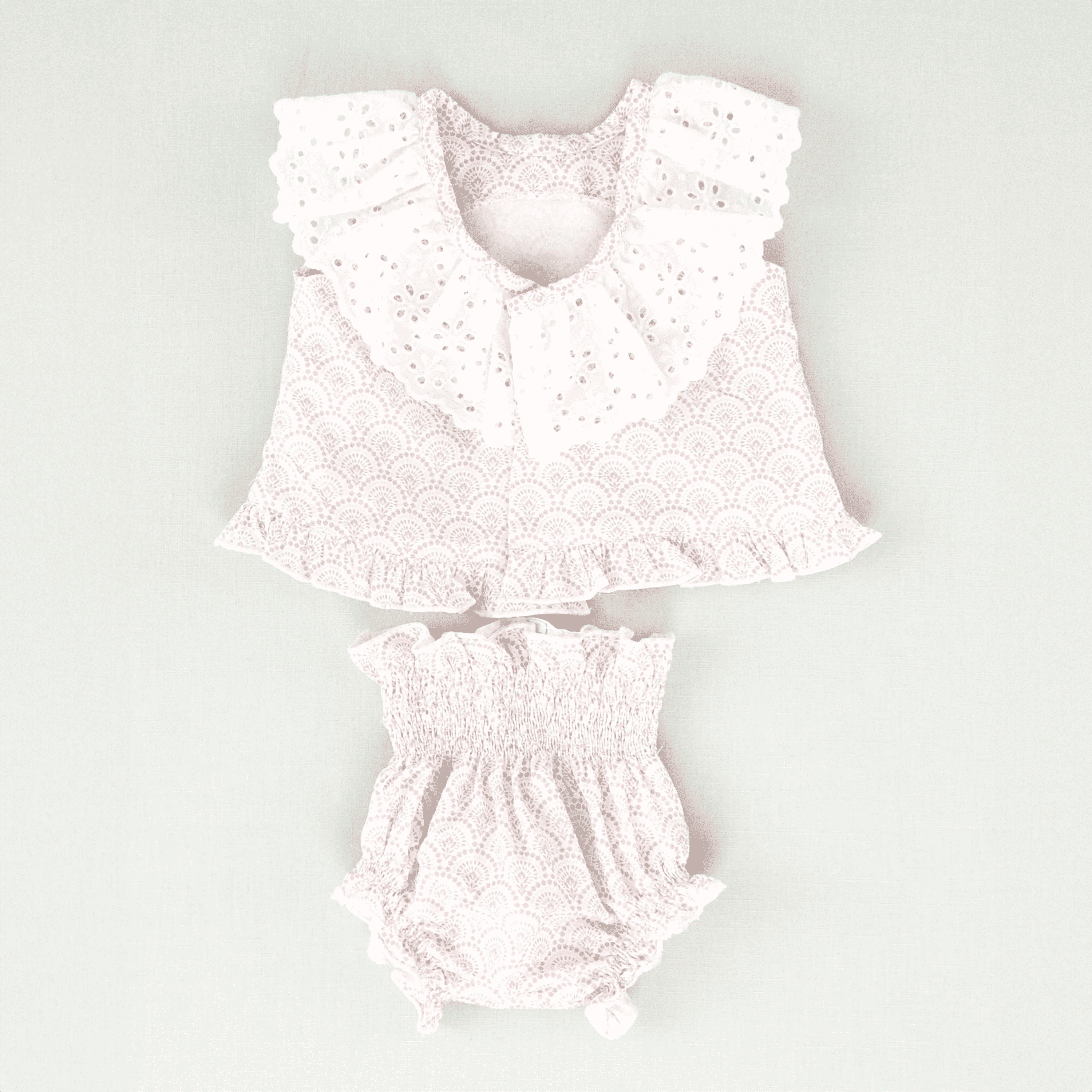 Conjunto vestido y braguita malva bebé niña