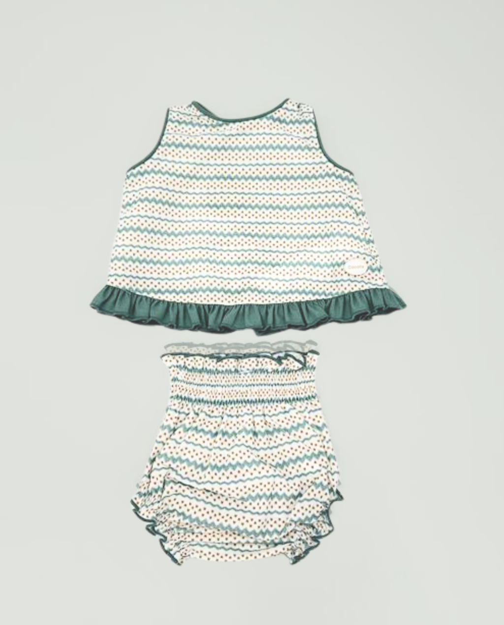 Vestido y braguita verde bebé niña