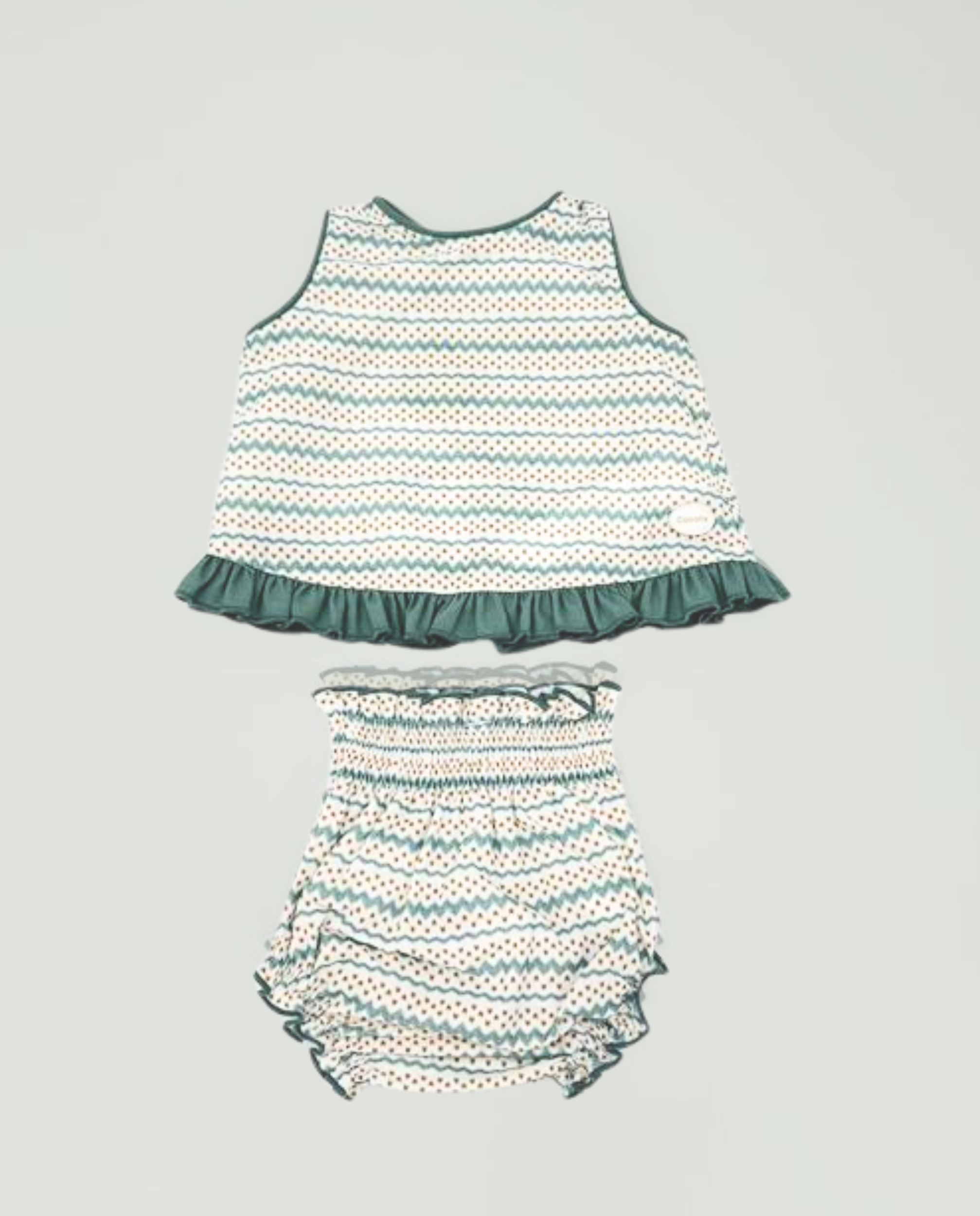 Vestido y braguita verde bebé niña