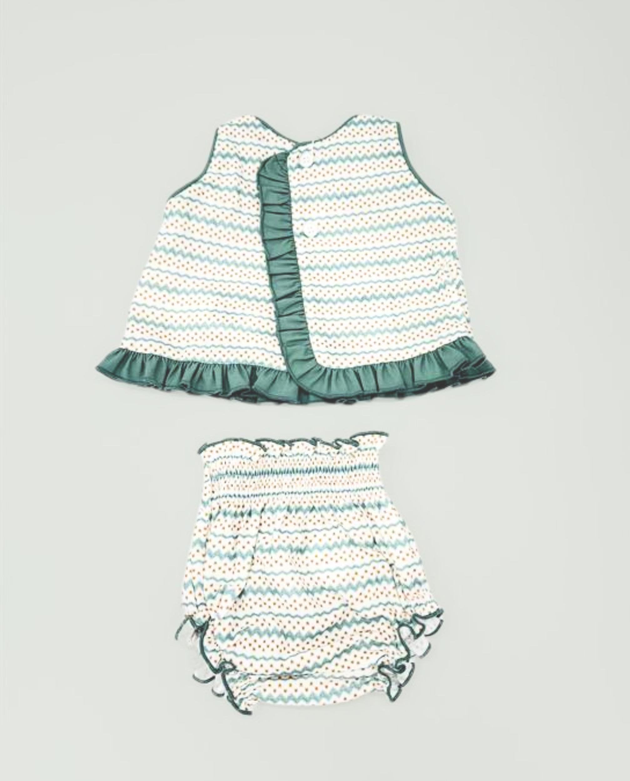 Vestido y braguita verde bebé niña