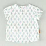Camisa de flores blanca y turquesa bebé niño