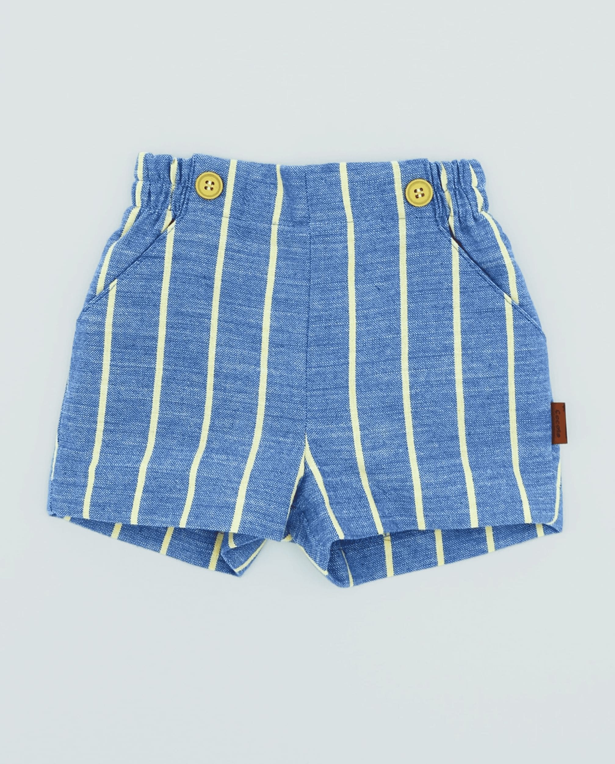Bermudas rayas amarillo y azul niño