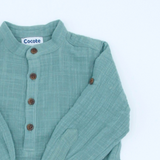 Camisa niño cuello mao verde