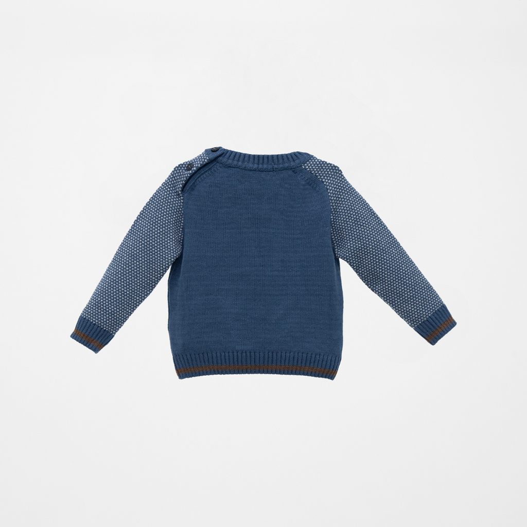 Jersey azul bebé manga larga vista trasera sobre fondo blanco Charanga