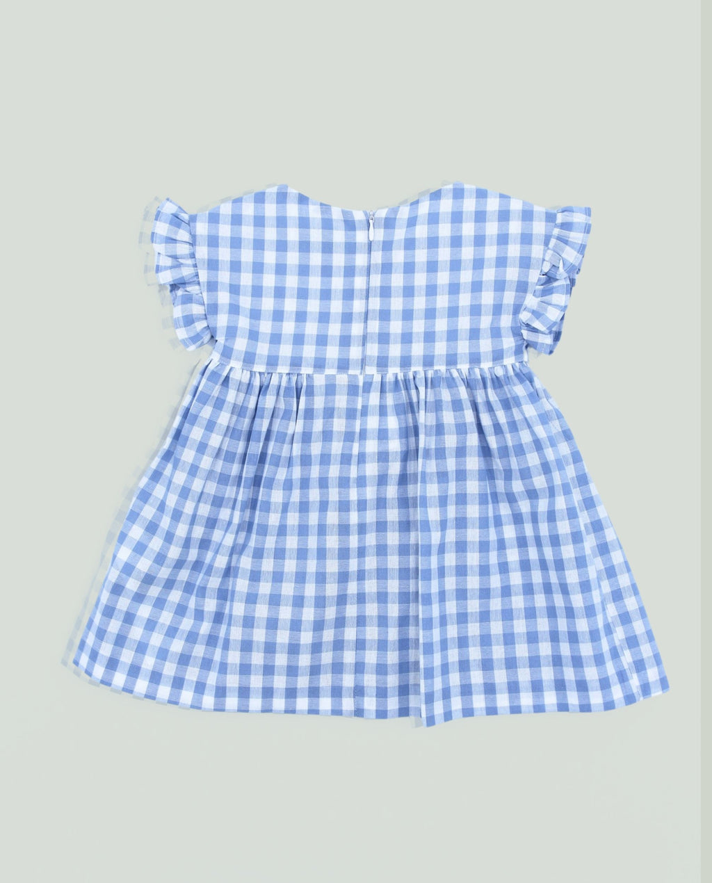 Vestido cuadros vichy celeste niña