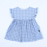 Vestido cuadros celeste niña