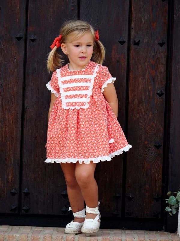 Conjunto vestido y braguita niña salmón