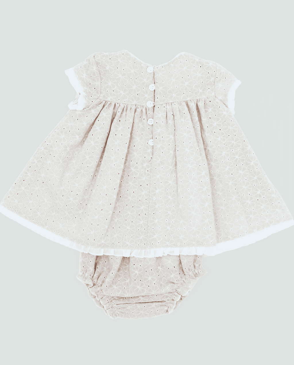 Conjunto vestido y braguita beige bebé niña