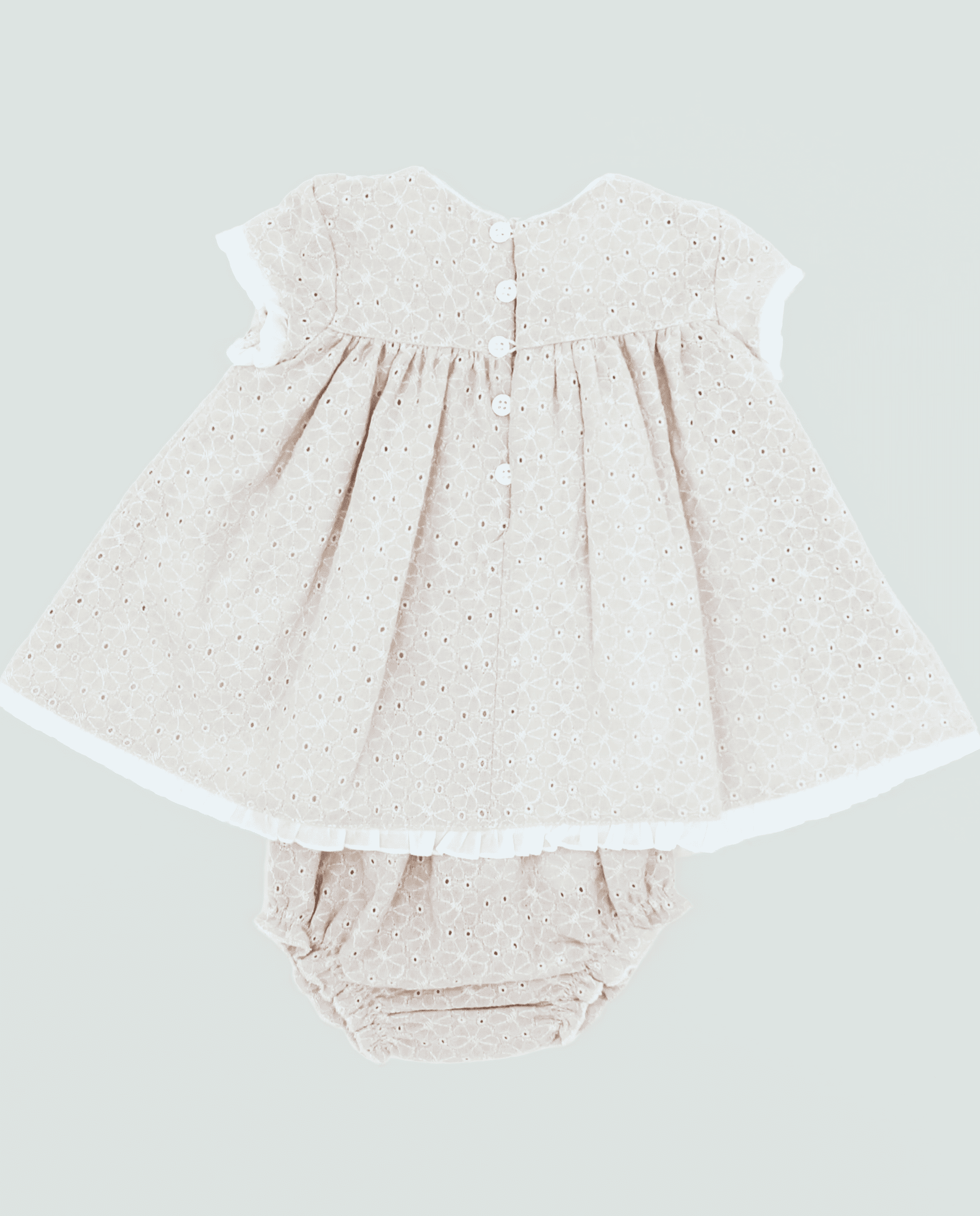 Conjunto vestido y braguita beige bebé niña