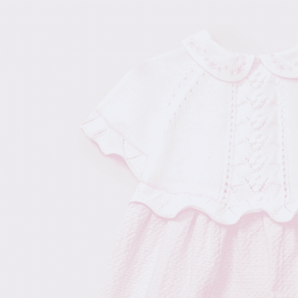 Vestido bicolor rosa y blanco tricot recién nacida | Dr. Kid by Charanga