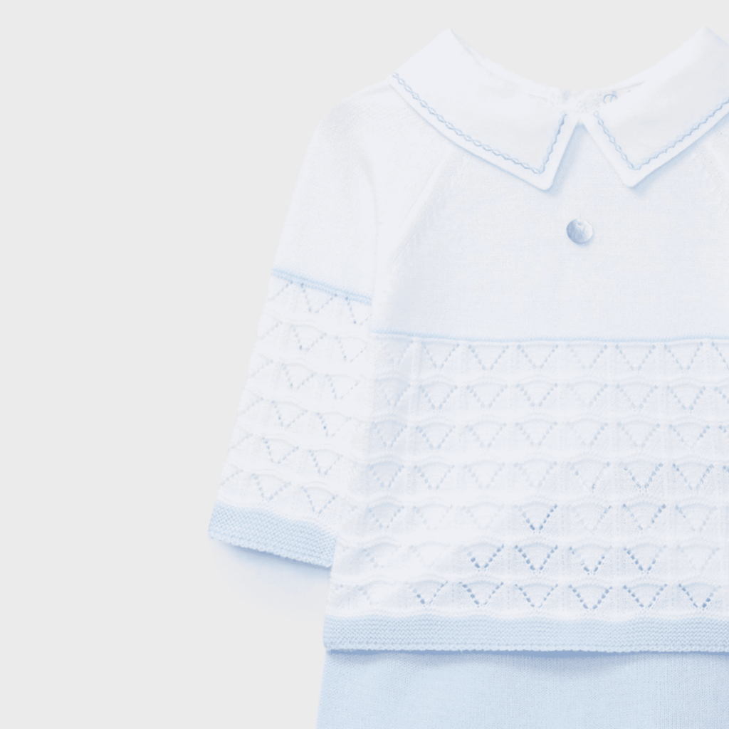 Conjunto bicolor camiseta y pantalón tricot azul recien nacido  | Dr. Kid by Charanga