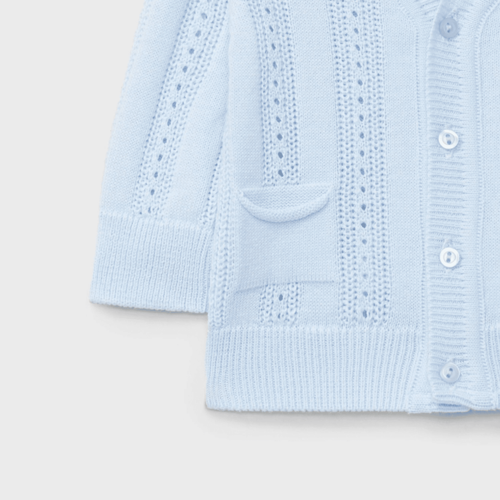 Rebeca tricot perforada celeste recién nacido | Dr. Kid by Charanga