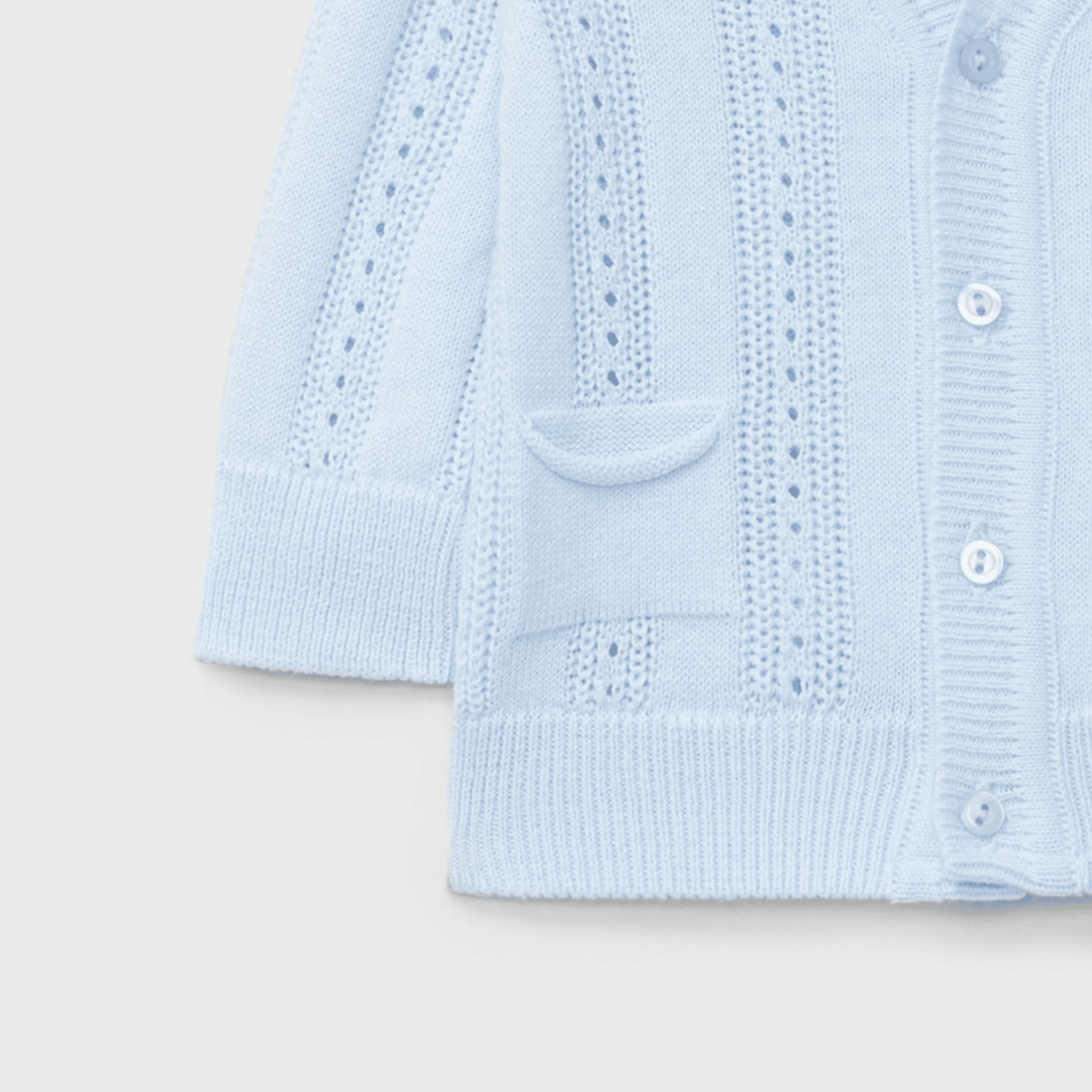 Rebeca tricot perforada celeste recién nacido | Dr. Kid by Charanga