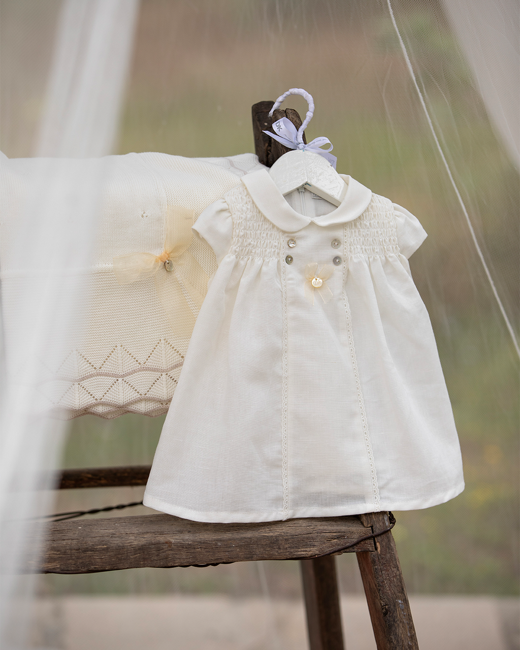 Vestido lino crudo recién nacida | Dr. Kid by Charanga