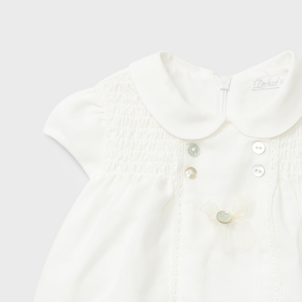 Vestido lino crudo recién nacida | Dr. Kid by Charanga