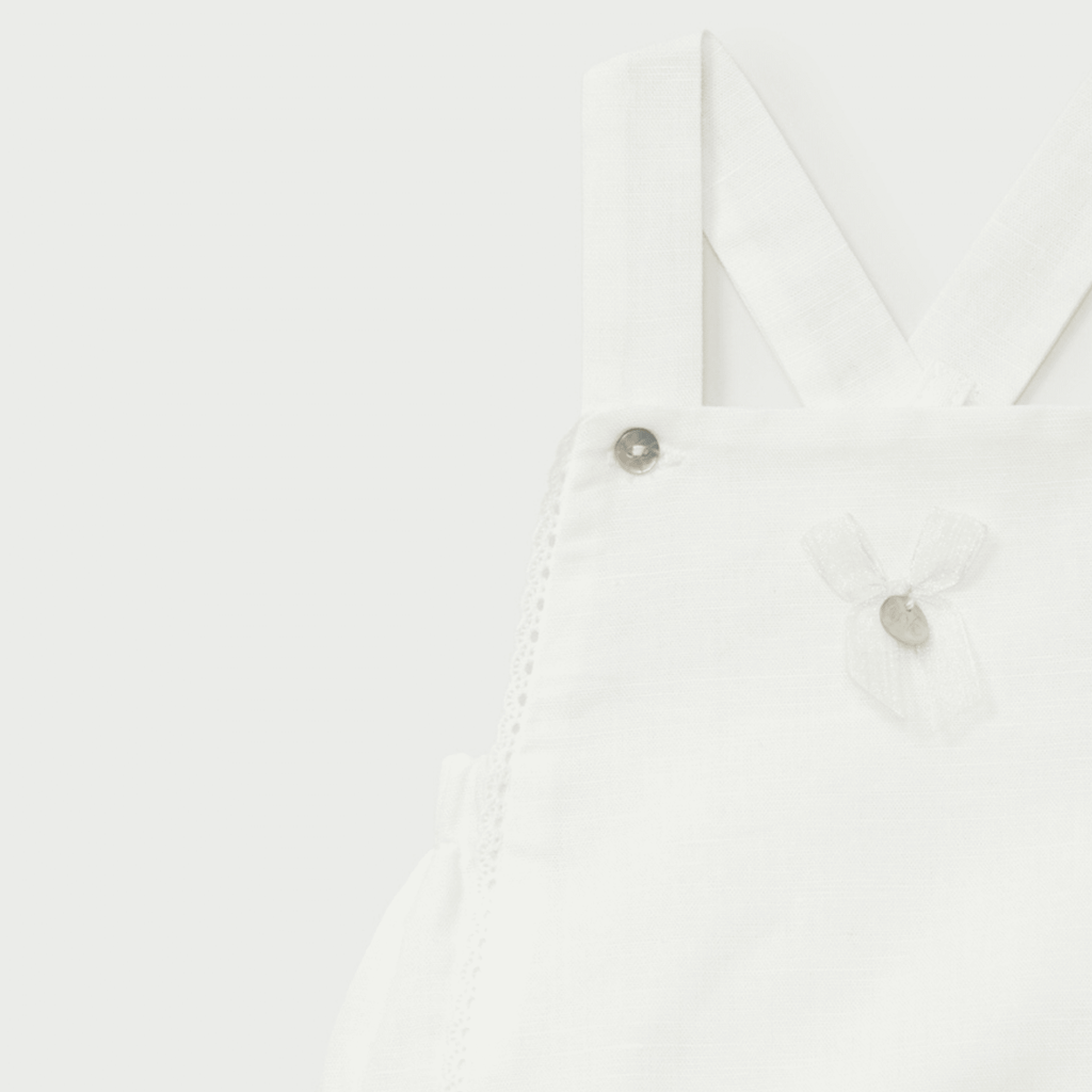 Ranita con tirantes corto lino blanca recién nacido | Dr. Kid by Charanga