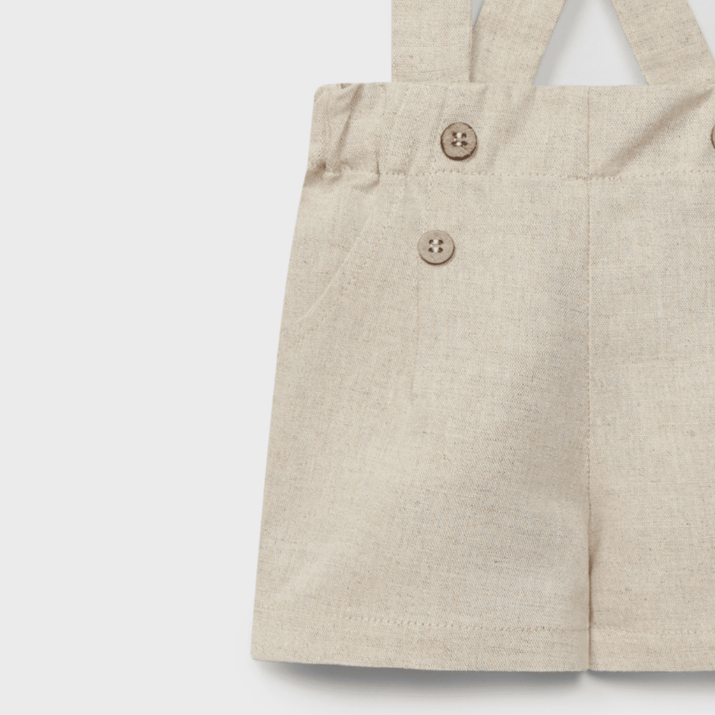 Peto corto de lino con tirantes beige recién nacido | Dr. Kid by Charanga
