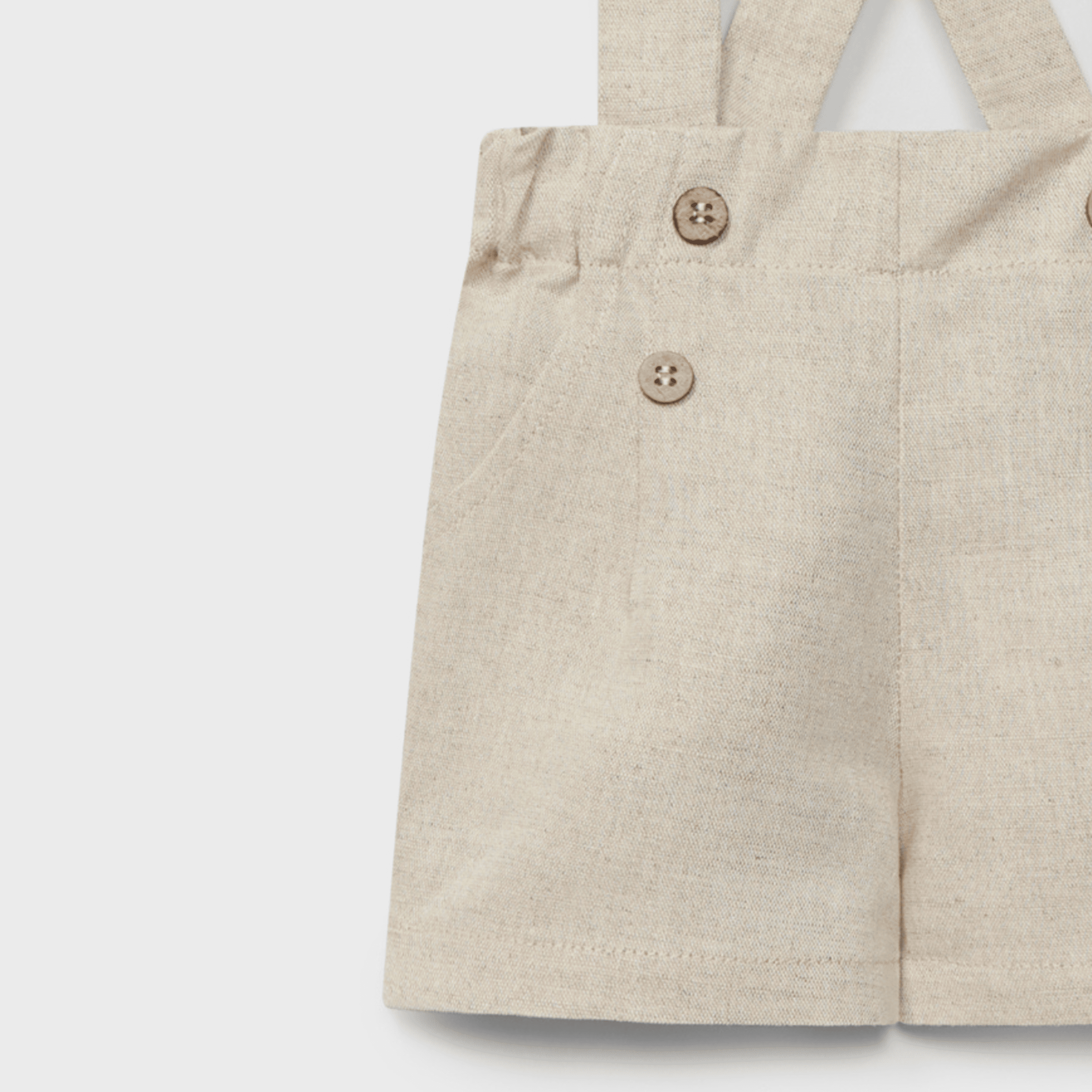 Peto corto de lino con tirantes beige recién nacido | Dr. Kid by Charanga