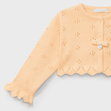 Rebeca tricot perforada mandarina recién nacida