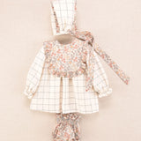 Conjunto bebé niña cuadros y flores con vestido, capota y braguita | Cocote x Charanga