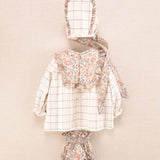 Conjunto bebé niña cuadros y flores con vestido, capota y braguita | Cocote x Charanga