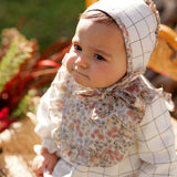 Conjunto bebé niña cuadros y flores con vestido, capota y braguita | Cocote x Charanga