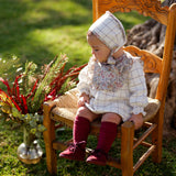 Conjunto bebé niña cuadros y flores con vestido, capota y braguita | Cocote x Charanga