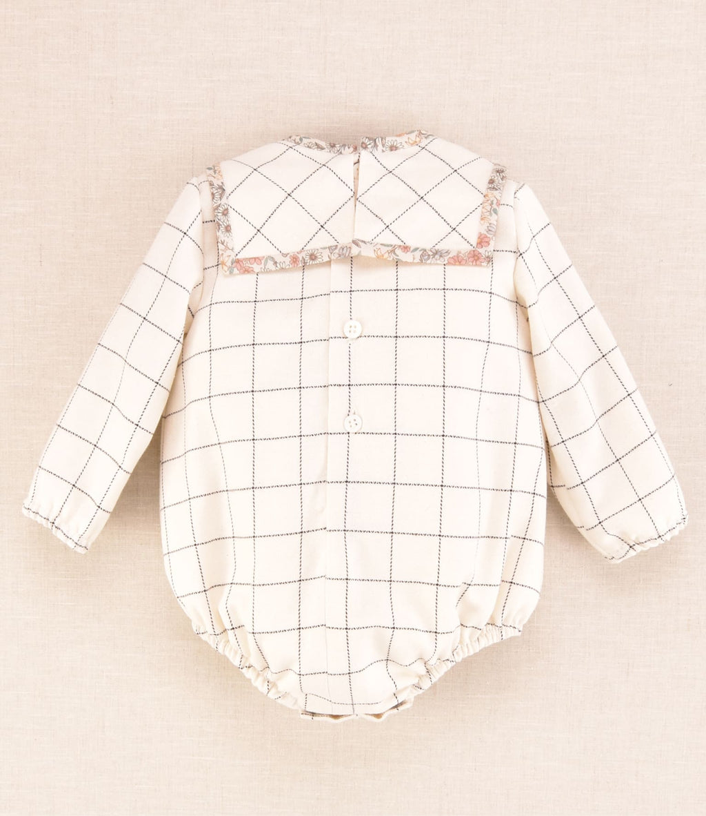 Pelele de bebé niña cuadros y flores con manga larga | Cocote x Charanga