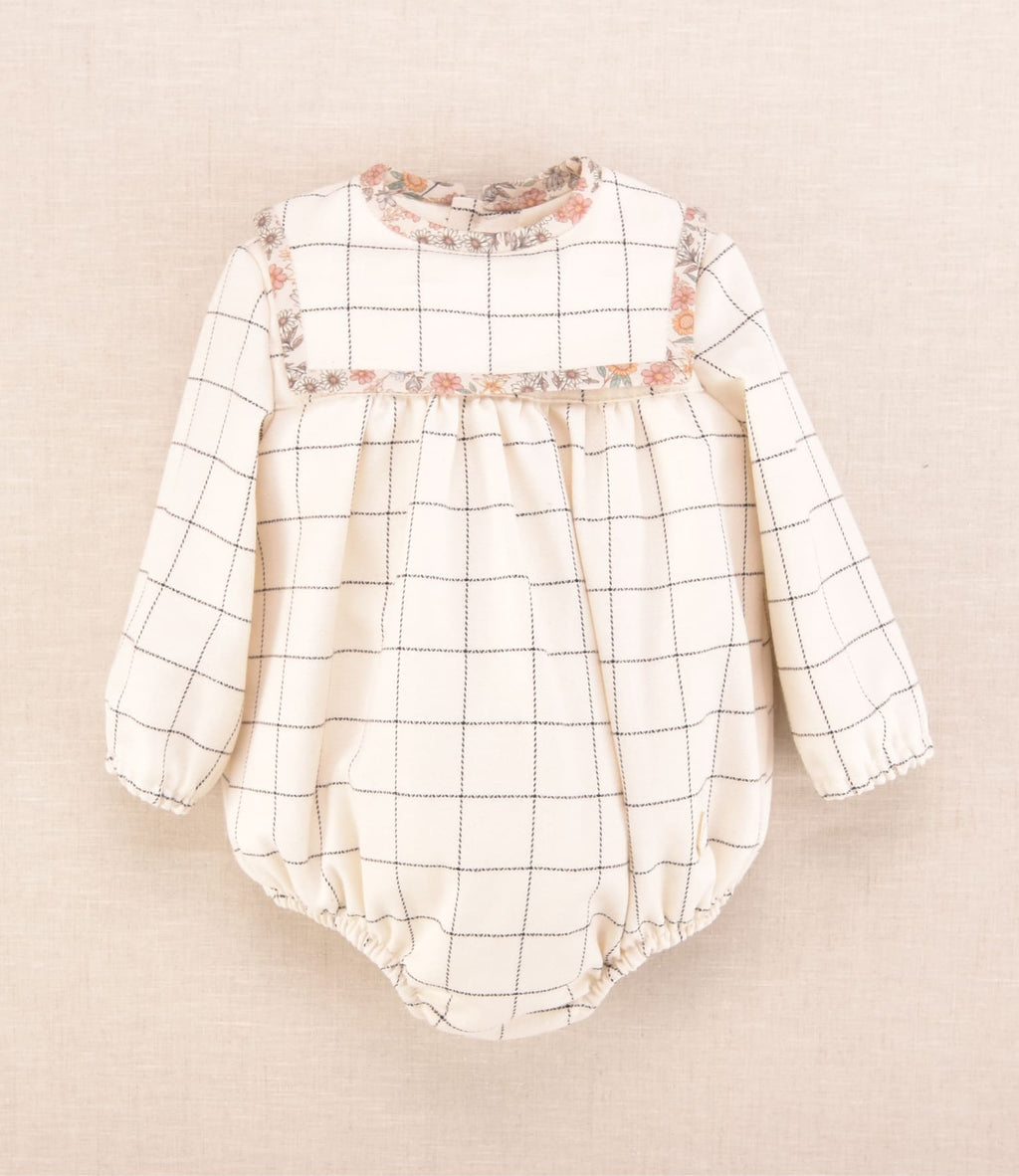 Pelele de bebé niña cuadros y flores con manga larga | Cocote x Charanga