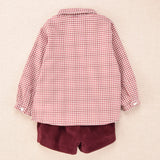 Conjunto niño camisa de cuadros y pantalón de pana burdeo | Cocote x Charanga