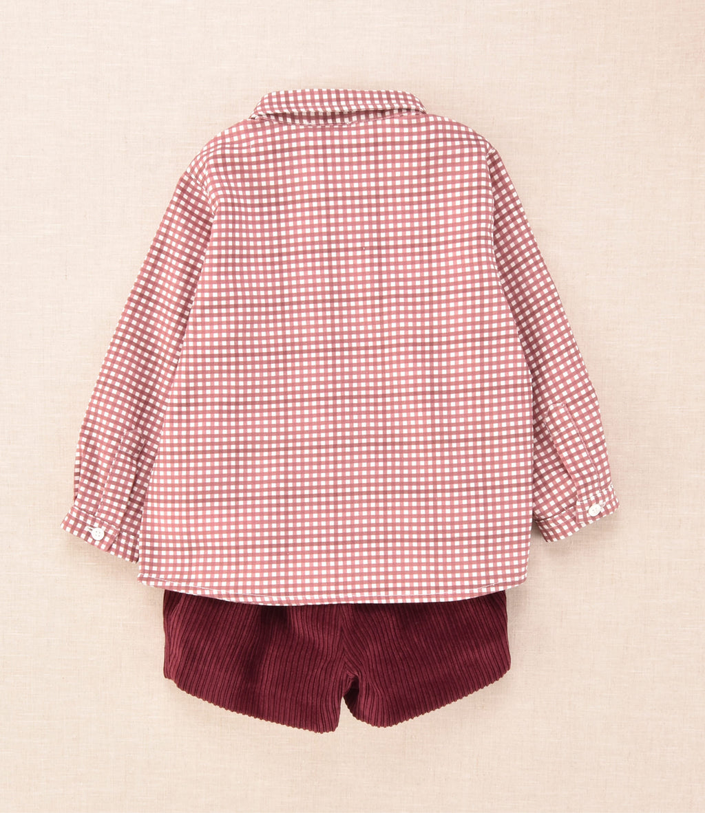 Conjunto niño camisa de cuadros y pantalón de pana burdeo | Cocote x Charanga