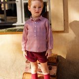 Conjunto niño camisa de cuadros y pantalón de pana burdeo | Cocote x Charanga