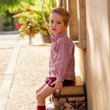 Conjunto niño camisa de cuadros y pantalón de pana burdeo | Cocote x Charanga