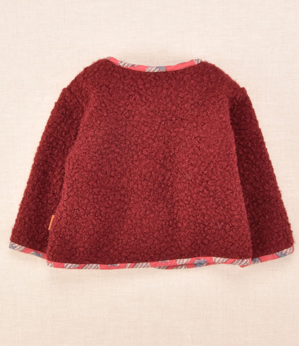 Chaqueta borreguito bebé burdeos detalle interior estampado Cocote by Charanga