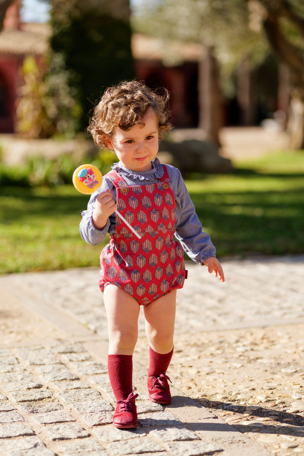 Blusa bebé de manga larga con volante cuello en azul  | Colección Cocote x Charanga