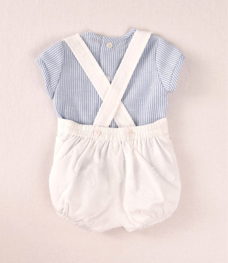 Conjunto bebé rayas azul y ranita blanca | Cocote by Charanga