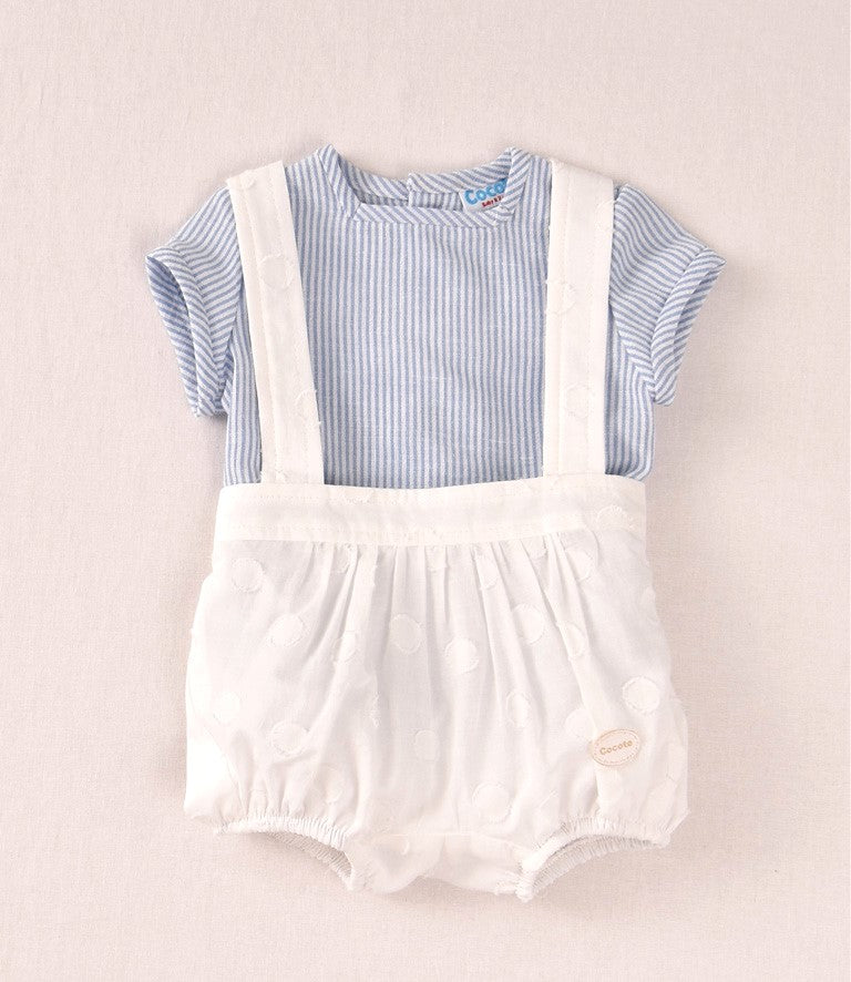 Conjunto bebé rayas azul y ranita blanca | Cocote by Charanga