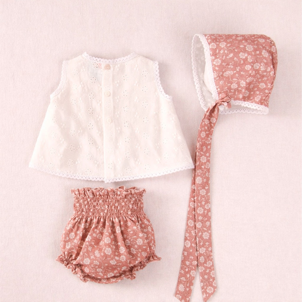 Conjunto recién nacido salmón estampado con capota | Cocote by Charanga