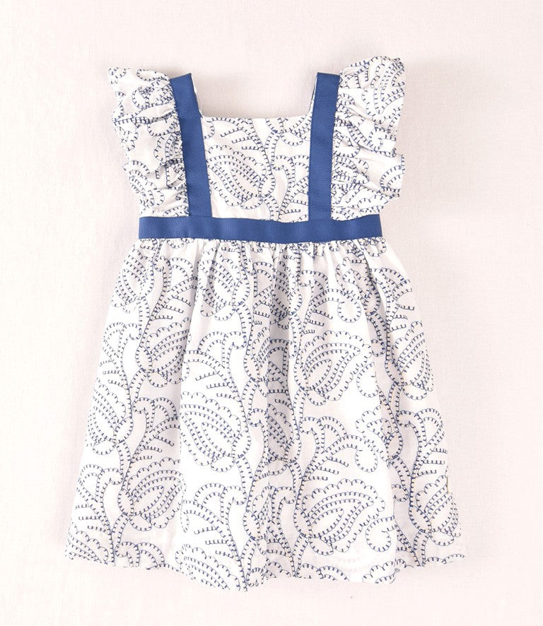 Vestido niña cachemir azul con volantes | Cocote by Charanga
