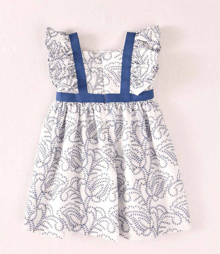 Vestido niña cachemir azul con volantes | Cocote by Charanga
