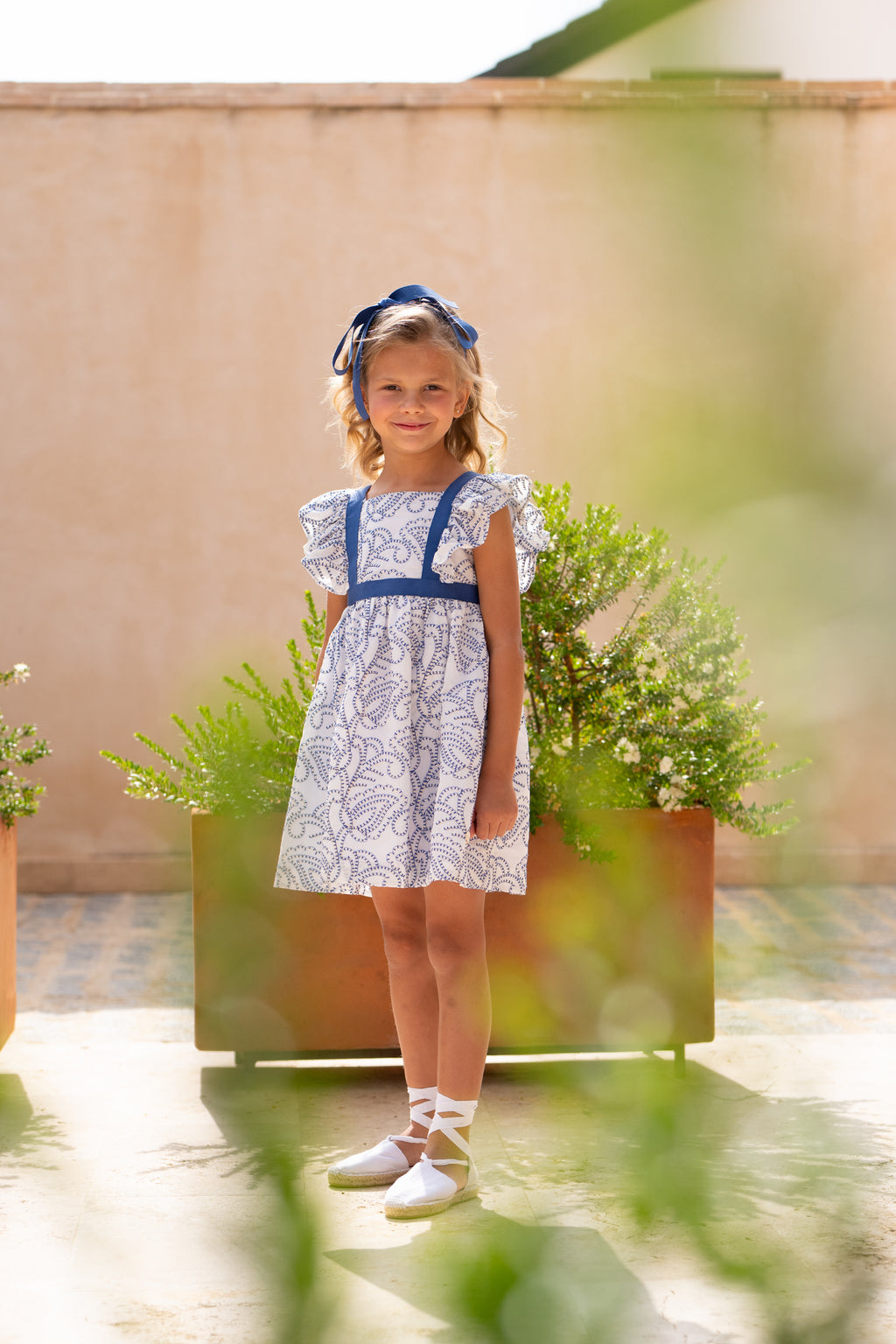 Vestido niña cachemir azul con volantes | Cocote by Charanga