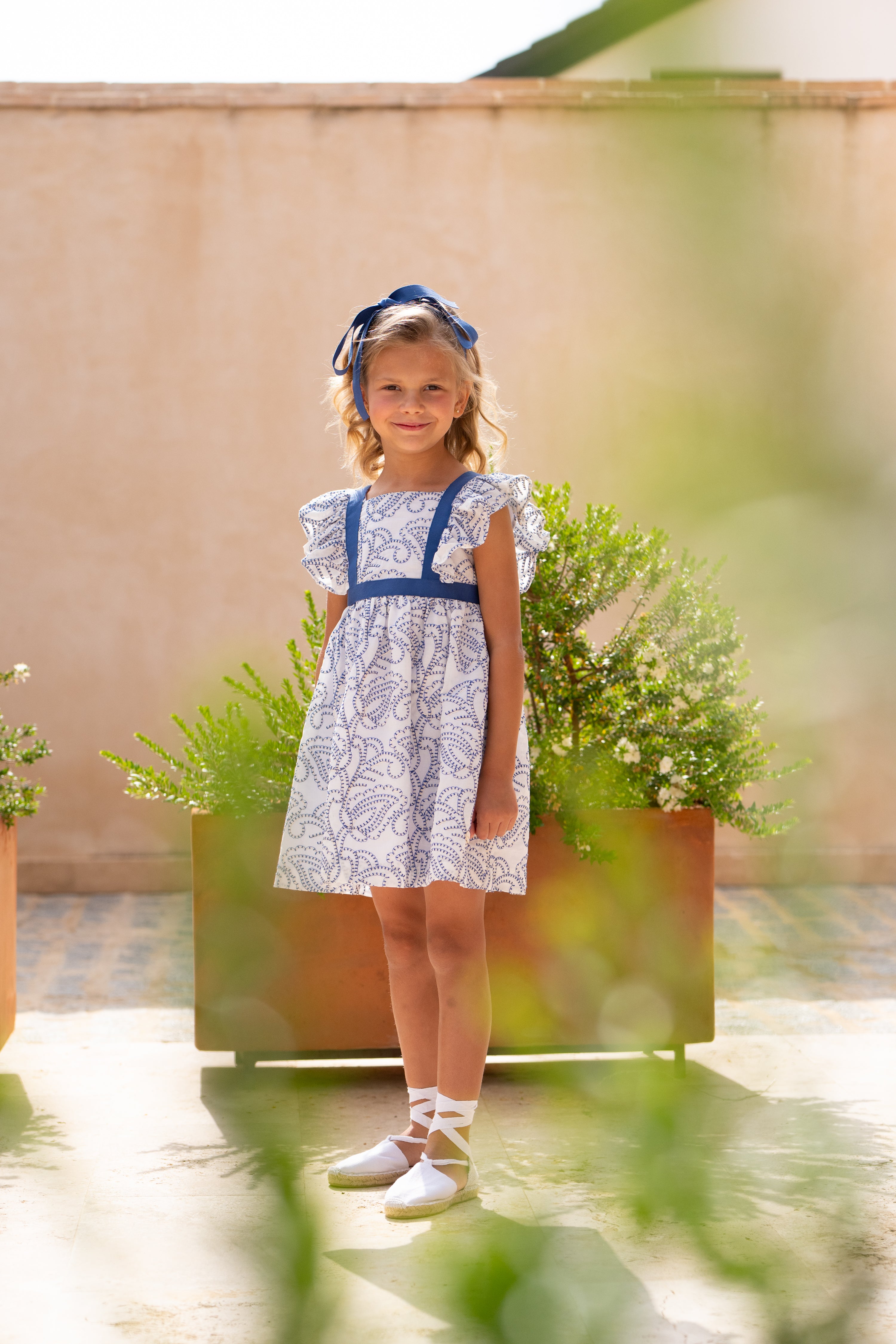 Vestido niña cachemir azul con volantes | Cocote by Charanga