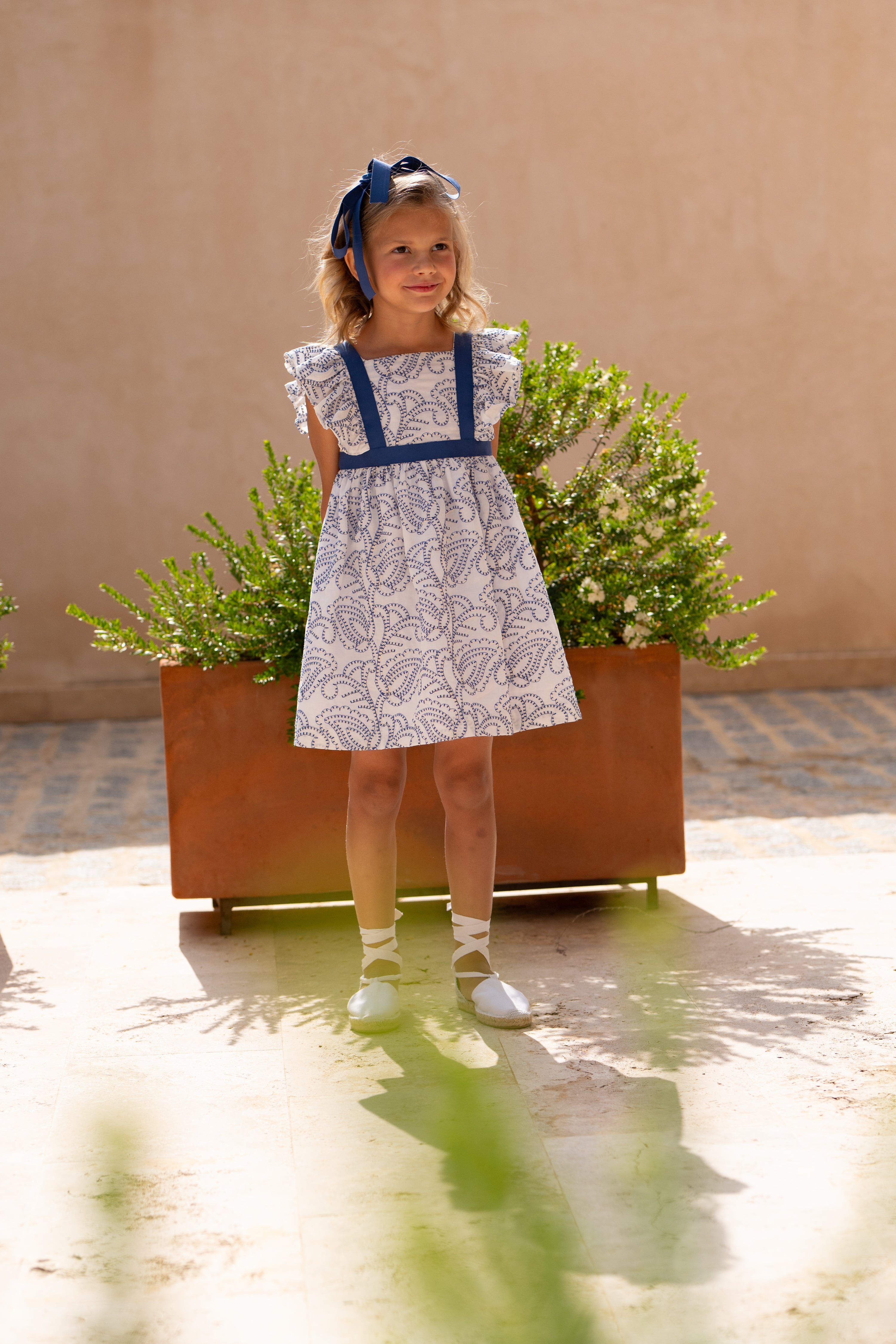 Vestido niña cachemir azul con volantes | Cocote by Charanga