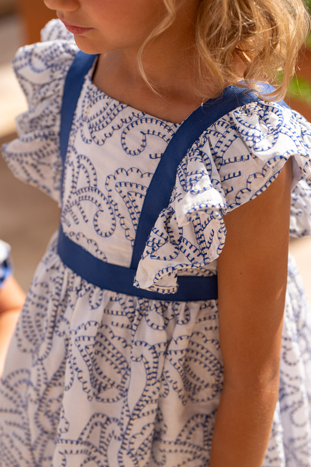 Vestido niña cachemir azul con volantes | Cocote by Charanga