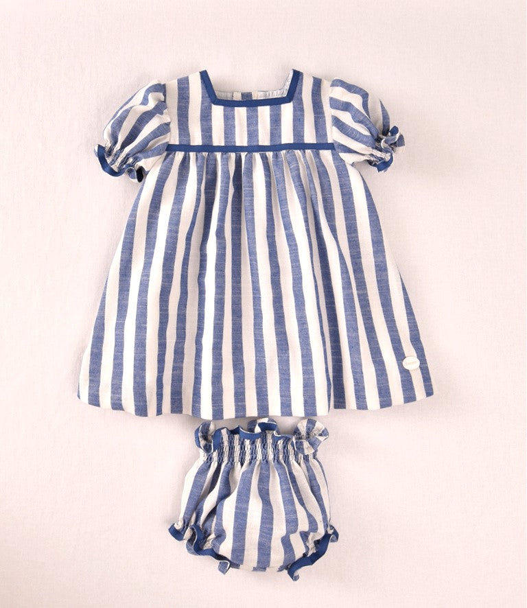 Conjunto bebé vestido y braguita rayas azul | Cocote by Charanga
