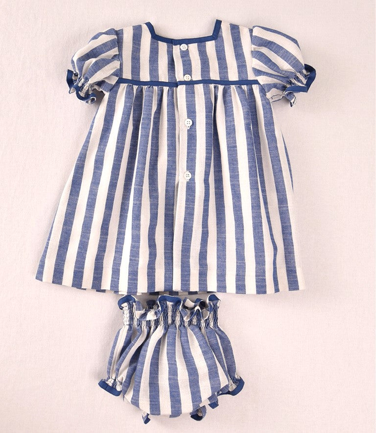Conjunto bebé vestido y braguita rayas azul | Cocote by Charanga