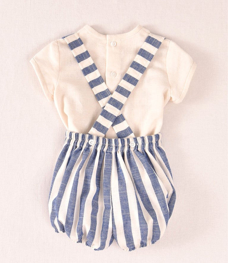 Conjunto bebé con ranita rayas azul | Cocote by Charanga