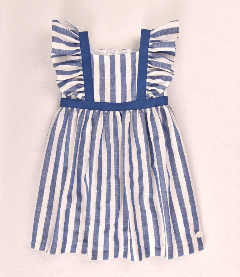 Vestido niña rayas azul con volantes | Cocote by Charanga