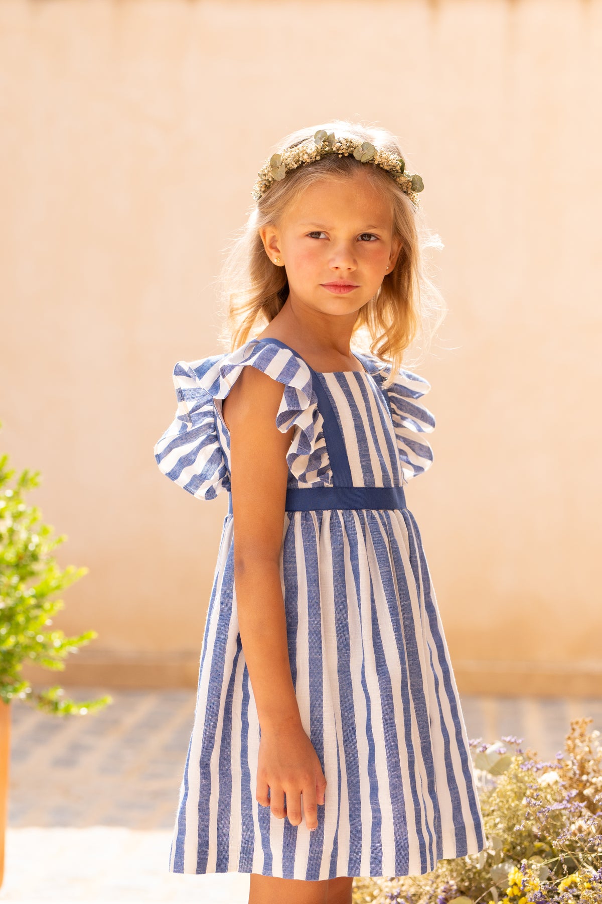 Vestido niña rayas azul con volantes | Cocote by Charanga - 4 en Charanga