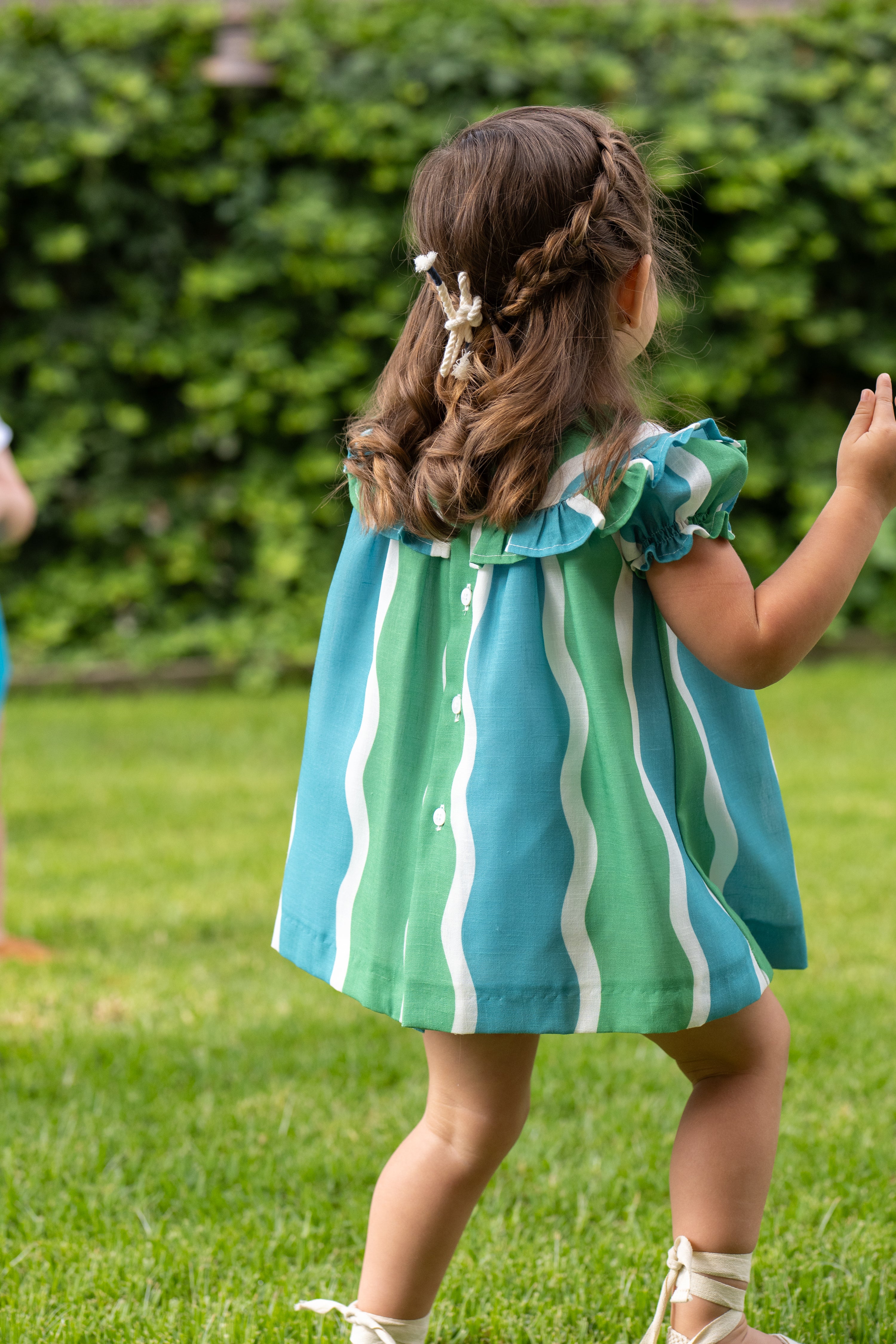 Conjunto bebé vestido y braguita ondas verde azul | Cocote by Charanga